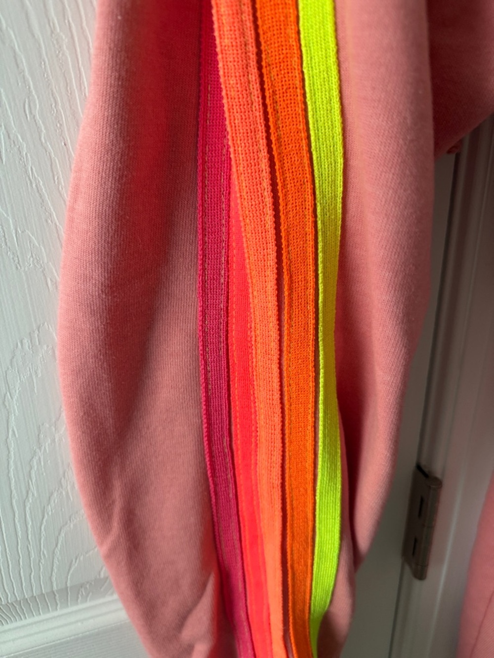 Aviator Nation Coral Pink Jogger Pants with Neon Stripes - Size XS - Picture 7 of 8